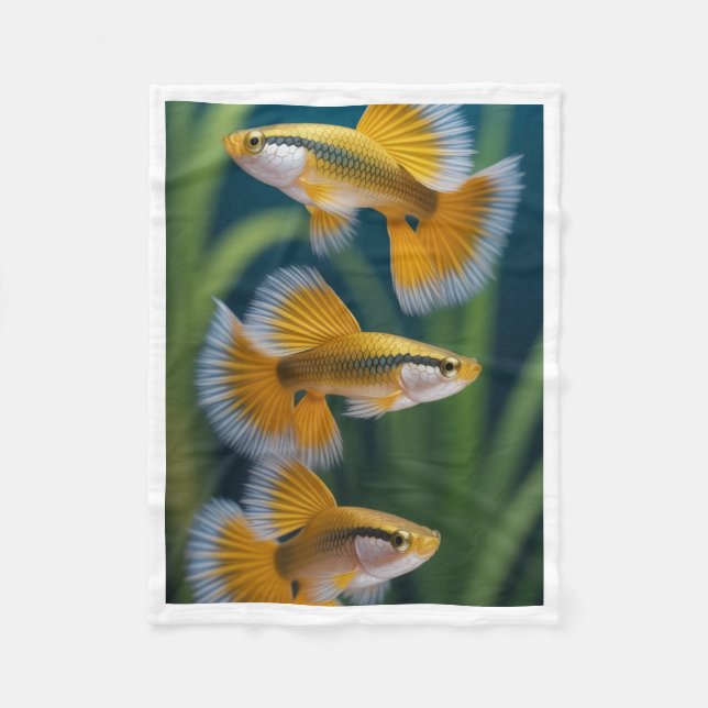 Polaire Couverture Poisson Guppy Jaune (Devant)