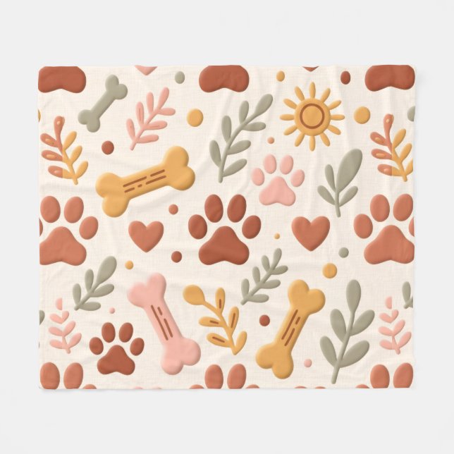 Polaire Couverture pour animaux bohème | Motif empreinte d (Devant (Horizontal))