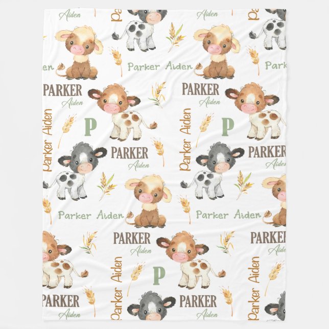 Polaire Couverture pour bébé de vache personnalisée | Cein (Devant)
