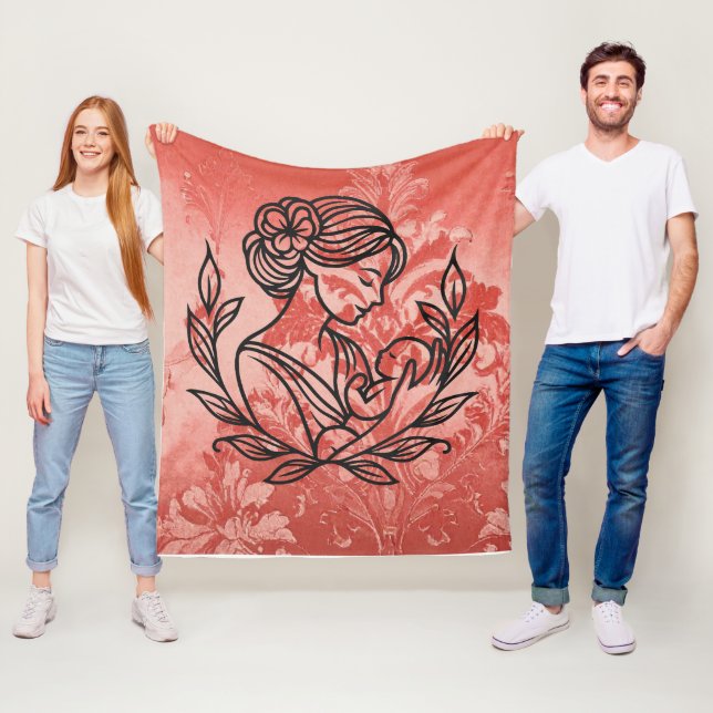 Polaire Couverture pour bébé – Motif floral de la mère et  (En situation)
