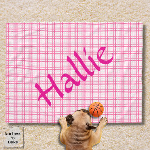 Polaire Couverture pour chien à motif carreauté rose et bl