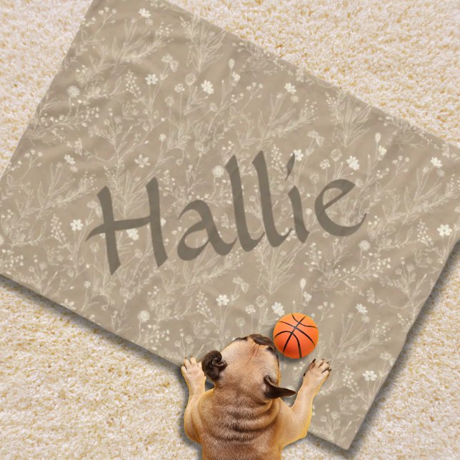 Polaire Couverture pour chien - Botanique marron, Personna (Personalized Brown Botanical Dog Blanket)
