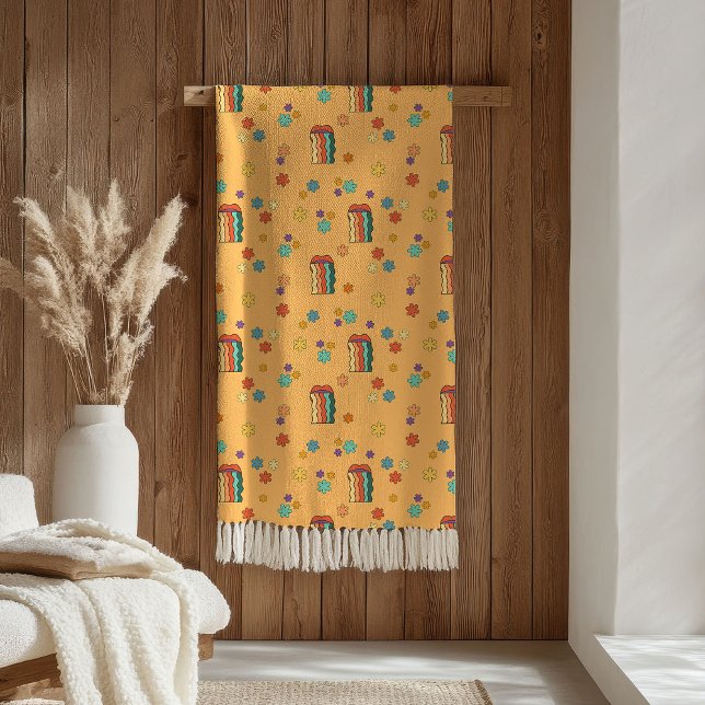 Polaire Couverture Rétro Pastel Tendance Années 70 Ambianc (Pastel Retro Blanket Trendy 70s Cozy Vibes)