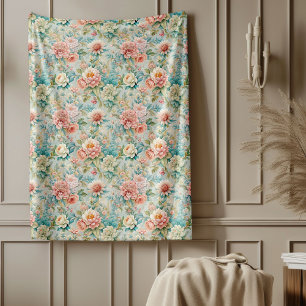 Polaire Couverture Rococo Rétro Avec Fleurs Gracieuses