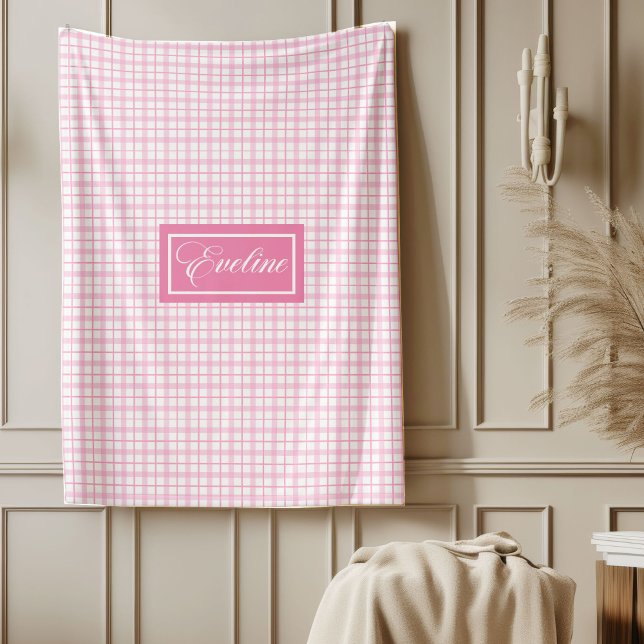 Polaire Couverture Rose Clair Personnalisée Moderne Classi (Personalized Light Pink Blanket Modern Classic Look)