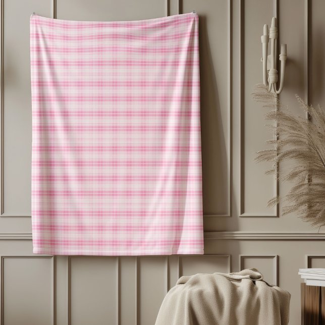 Polaire Couverture rose confortable Classique À damiers Mo (Cozy Pink Plaid Blanket Classic Checkered Pattern)