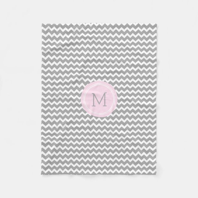 Polaire Couverture rose de monogramme de motif de Chevron (Devant)