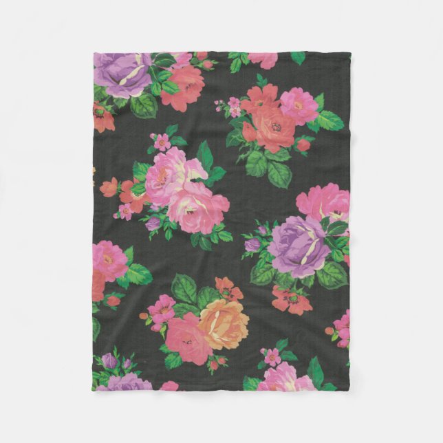 Polaire couverture rose décorative d'ouatine de fleur (Devant)