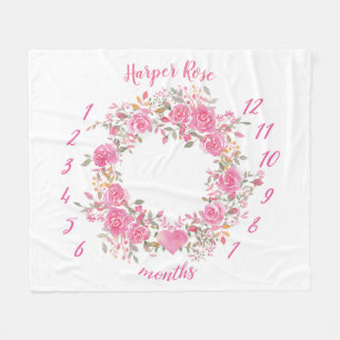 Polaire Couverture rose d'étape importante de bébé