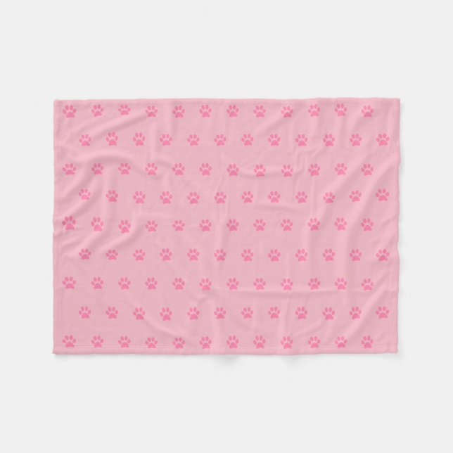 Polaire Couverture rose d'ouatine d'empreinte de patte (Devant (Horizontal))