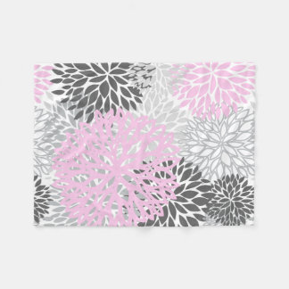 Polaire Couverture rose et grise de bébé de fleur