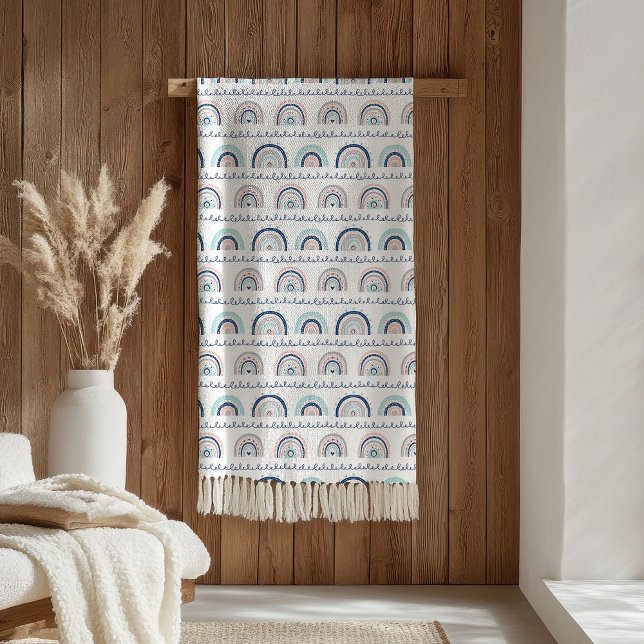 Polaire Couverture Rose Navy Arc-en-ciel Doux Accent Enfan (Navy Pink Blanket Soft Rainbows Boho Kids Accent)