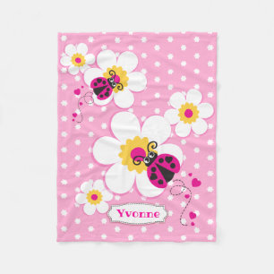 Polaire Couverture rose personnalisée de coccinelles de