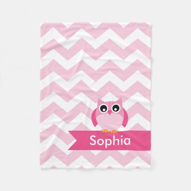Polaire Couverture rose personnalisée d'ouatine de hibou (Devant)