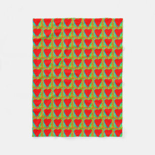 Polaire couverture rouge d'ouatine de motif de coeurs