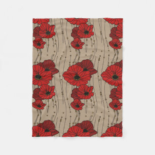 Polaire Couverture rouge élégante d'ouatine de pavots