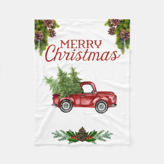 Polaire Couverture rouge vintage de Noël de camion (Devant)