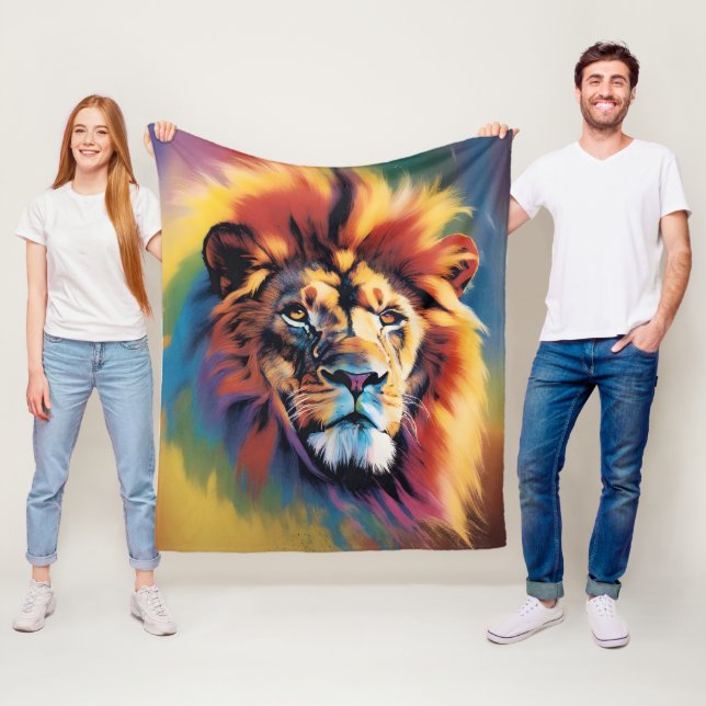 Polaire Couverture Safari Lion Africain - Fleece arc-en-ci (En situation)