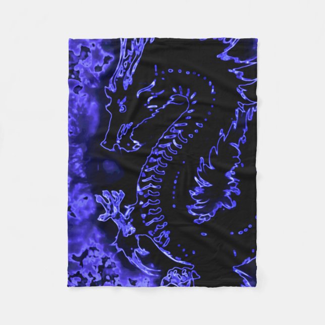 Polaire Couverture samouraï bleue de dragon d'esprit (Devant)