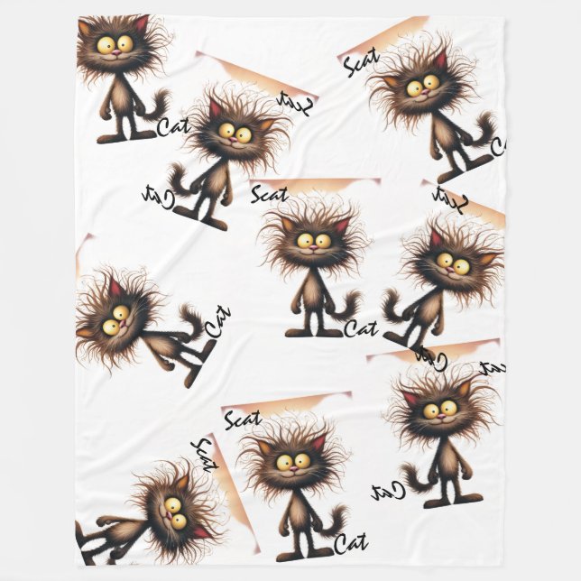 Polaire Couverture Scat Cat Drôle Chat aux Cheveux Fous (Devant)