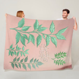 Polaire Couverture Sherpa à feuillage de sauge vintage sur