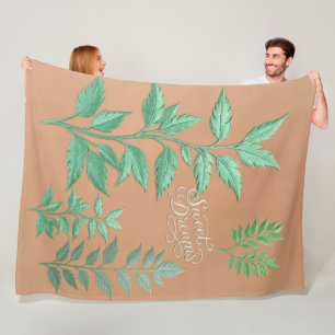 Polaire Couverture Sherpa à feuillage de sauge vintage sur