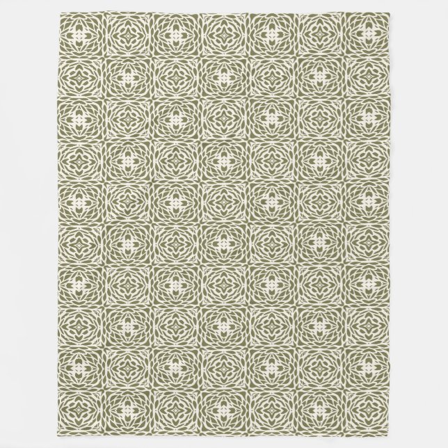 Polaire Couverture Sherpa à treillis floral olive (Devant)