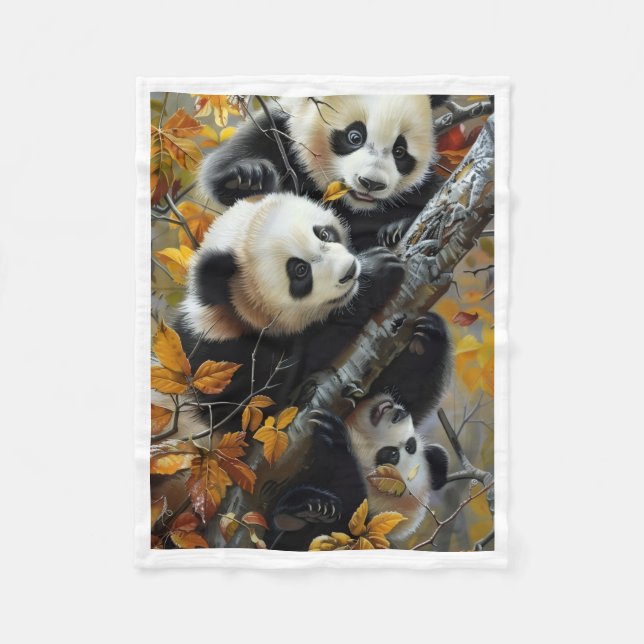 Polaire Couverture Sherpa Bébés Pandas Mignons (Devant)