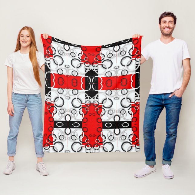 Polaire Couverture Sherpa Cercles Rouge Noir (En situation)