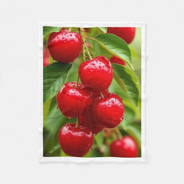Polaire Couverture Sherpa Cerises Rouges Fraîches (Devant)