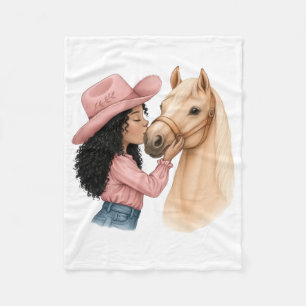 Polaire Couverture Sherpa Cowgirl et Cheval