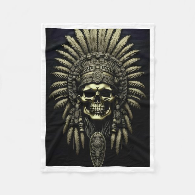 Polaire Couverture Sherpa Crâne Tribal (Devant)