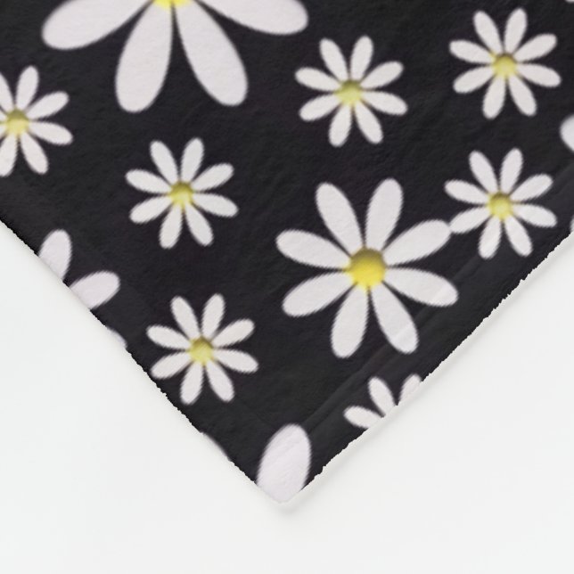 Polaire Couverture Sherpa Daisy Noir Blanc (Coin)