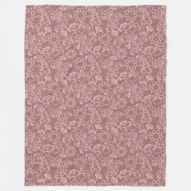 Polaire Couverture Sherpa Florale Fantaisiste Rose Fardée (Devant)