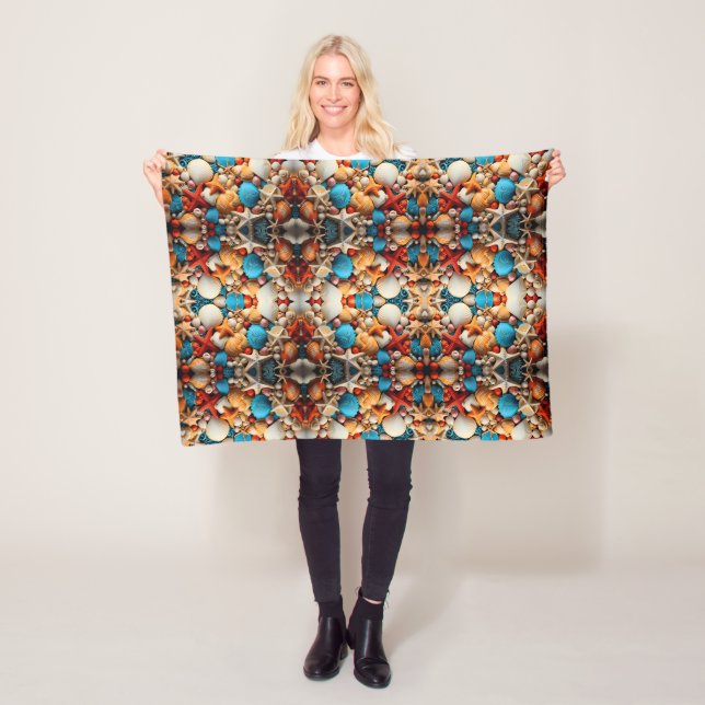Polaire Couverture Sherpa Mosaïque Coquillages (En situation)