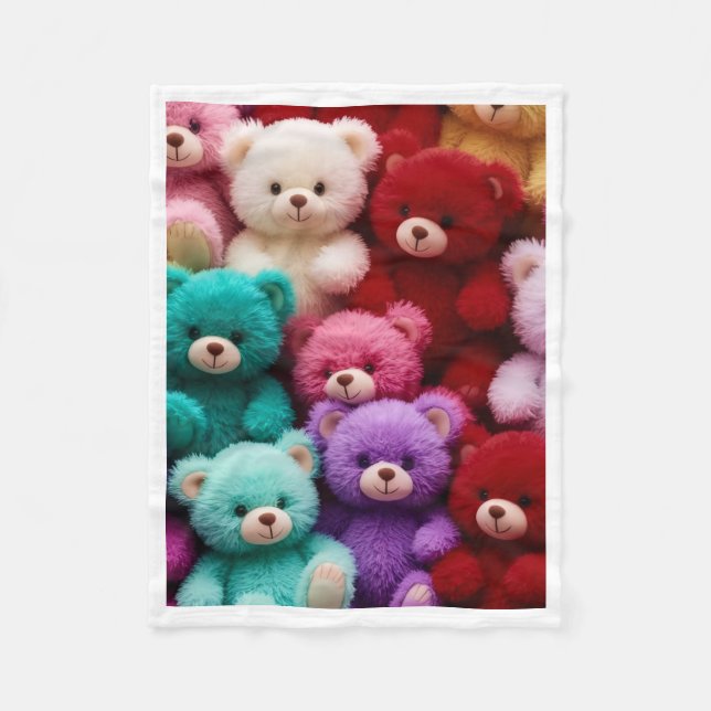 Polaire Couverture Sherpa Ours en Peluche Colorés (Devant)