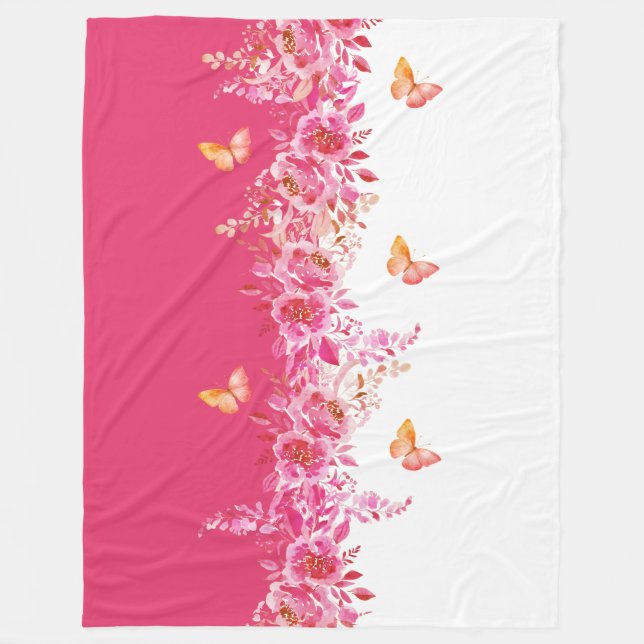 Polaire Couverture Sherpa Papillon Rose Pétale Douce (Devant)