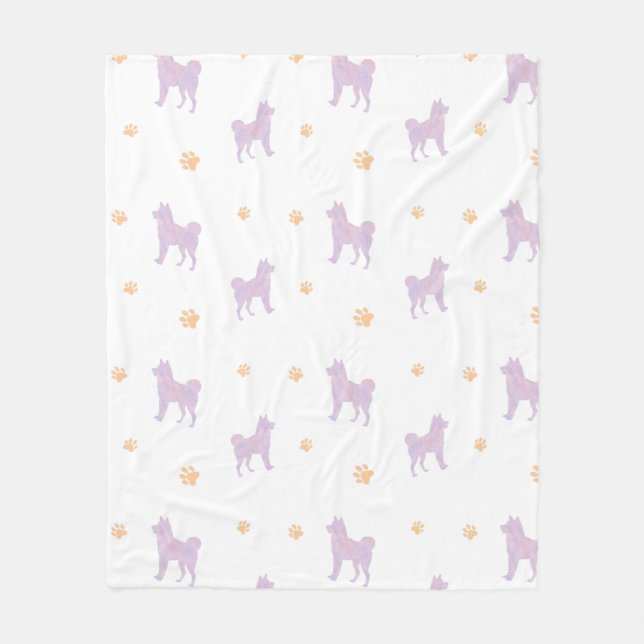 Polaire Couverture Shiba Inu – Cadeau Minimal Lavande  (Devant)