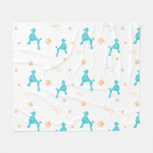 Polaire Couverture Silhouette de Caniche Bleu Pastel Minim (Devant (Horizontal))