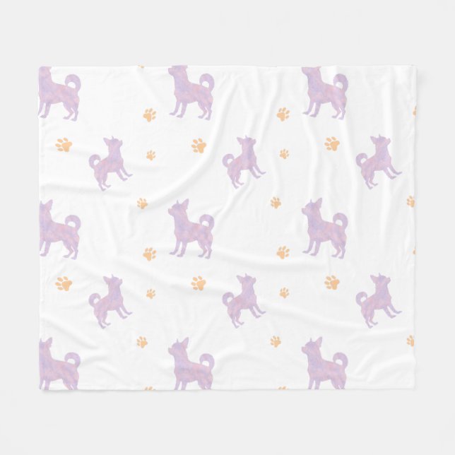 Polaire Couverture silhouette de chihuahua lavande minimal (Devant (Horizontal))