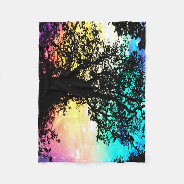 Polaire Couverture spatiale colorée d'arbres noirs (Devant)