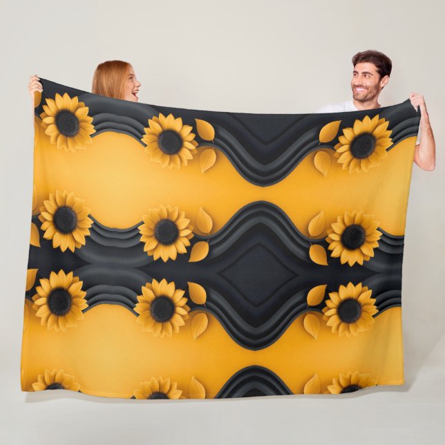 Polaire Couverture Sunflower Black Wave Sherpa (En situation)