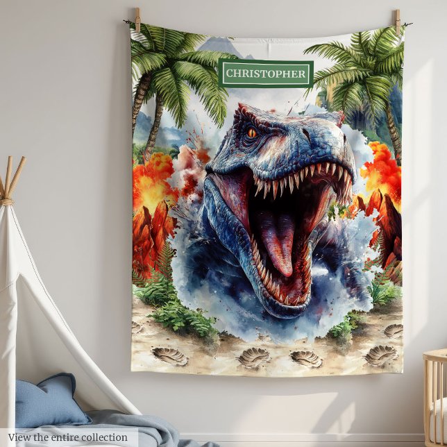 Polaire Couverture T-Rex Fierce Nom personnalisé personnal (Fierce T-Rex Blanket Personalized Custom Name)