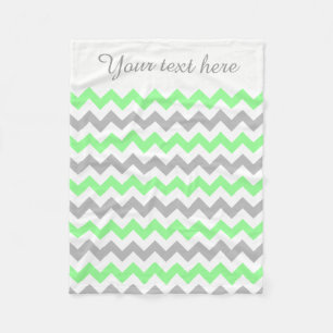 Polaire Couverture texte personnalisée verte, blanche, gri