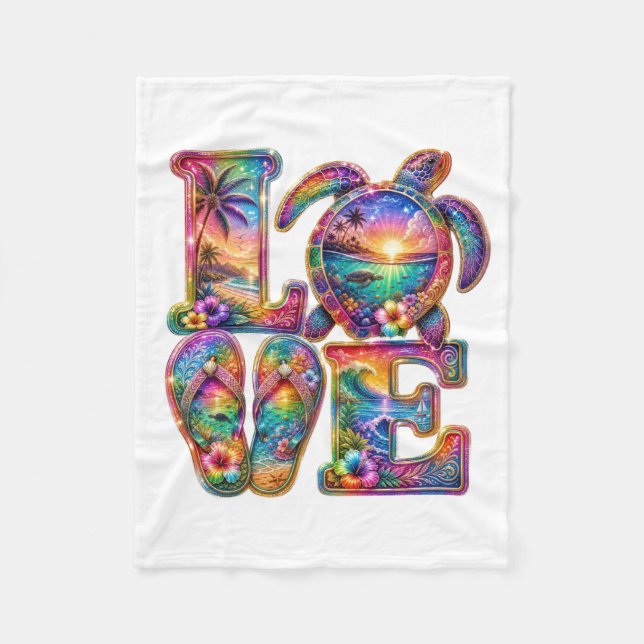 Polaire Couverture Tortue de Mer Amour Tropical (Devant)
