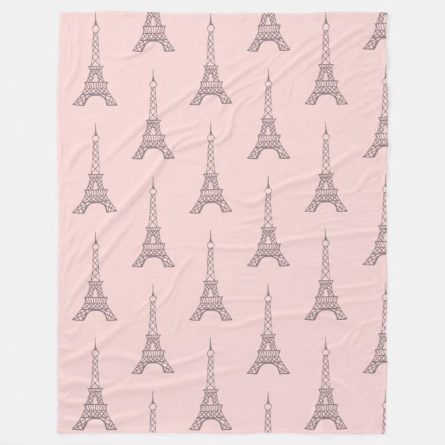 Polaire Couverture Tour Eiffel rose doux Cadeau (Devant)