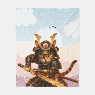 Polaire Couverture Traditionnelle Japonaise Chat Samouraï