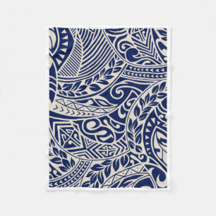 Polaire Couverture Tribale Polynésienne Bleue ADOM