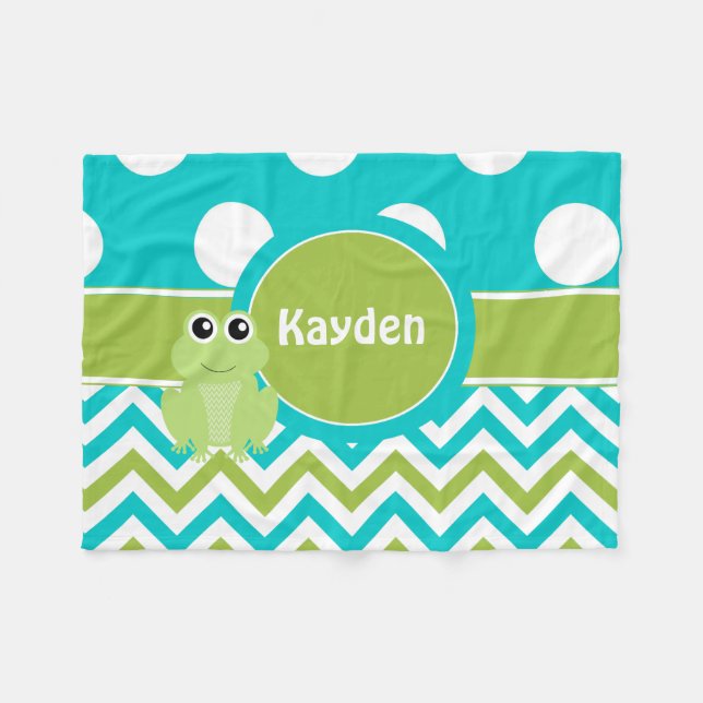 Polaire Couverture turquoise de monogramme de Chevron de (Devant (Horizontal))
