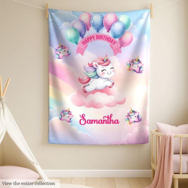 Polaire Couverture Unicorn personnalisée pour l'anniversai (Personalized Unicorn Blanket for Girl Birthday)